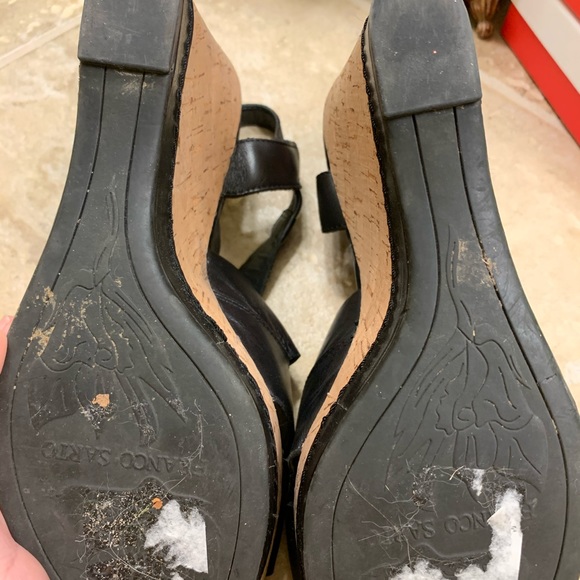 Black and cork platform wedge sandals - Picture 4 of 4